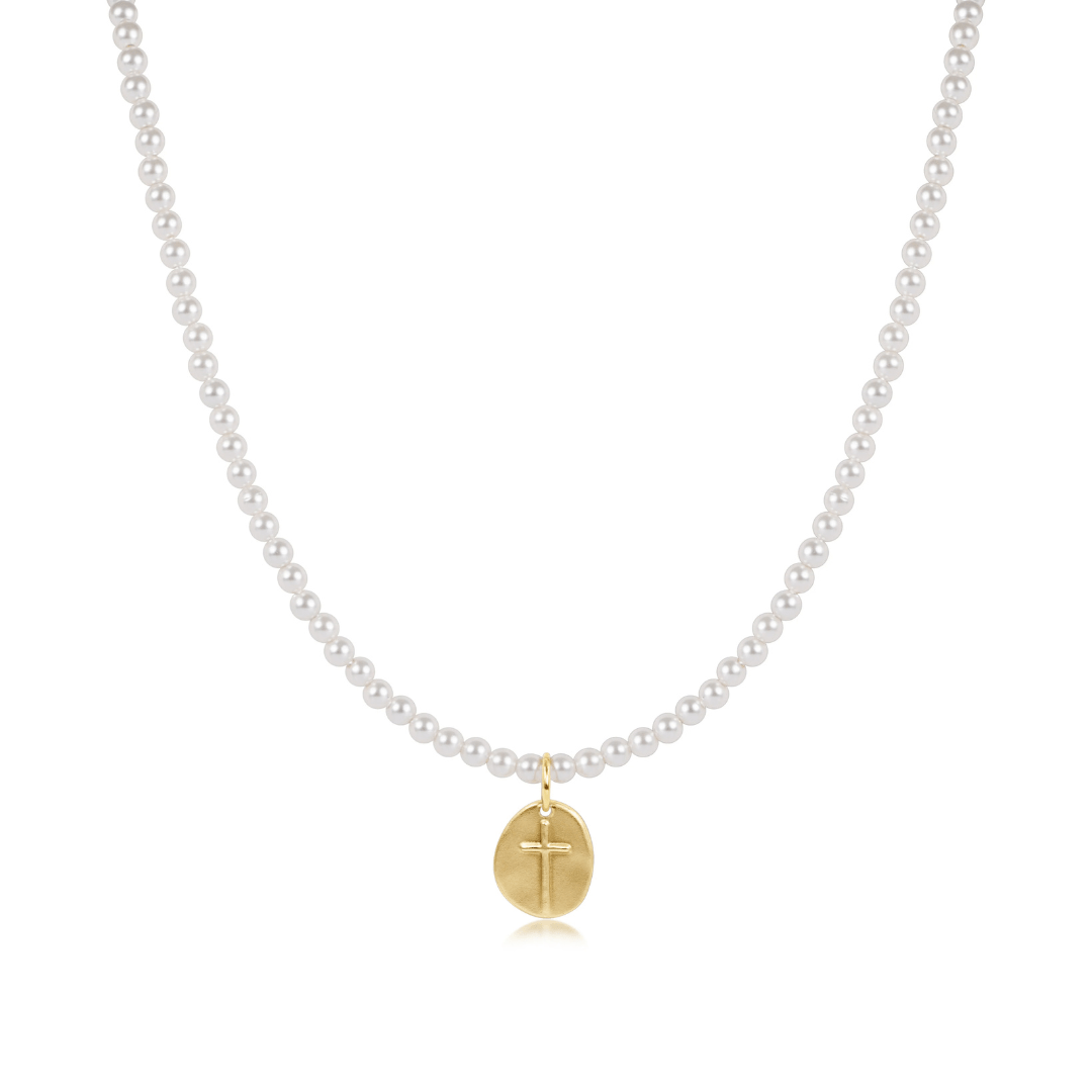 Enewton 15" Choker Classic Pearl 3mm Bead - Inspire Small Gold Charm - Enewton