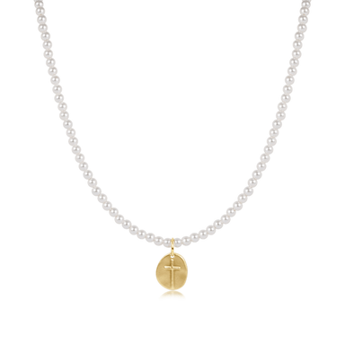 Enewton 15" Choker Classic Pearl 3mm Bead - Inspire Small Gold Charm - Enewton