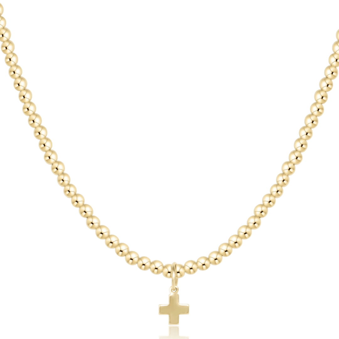 Enewton 17" Choker Classic Gold 3mm Bead - Signature Cross Gold Charm - Enewton