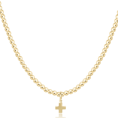 Enewton 17" Choker Classic Gold 3mm Bead - Signature Cross Gold Charm - Enewton