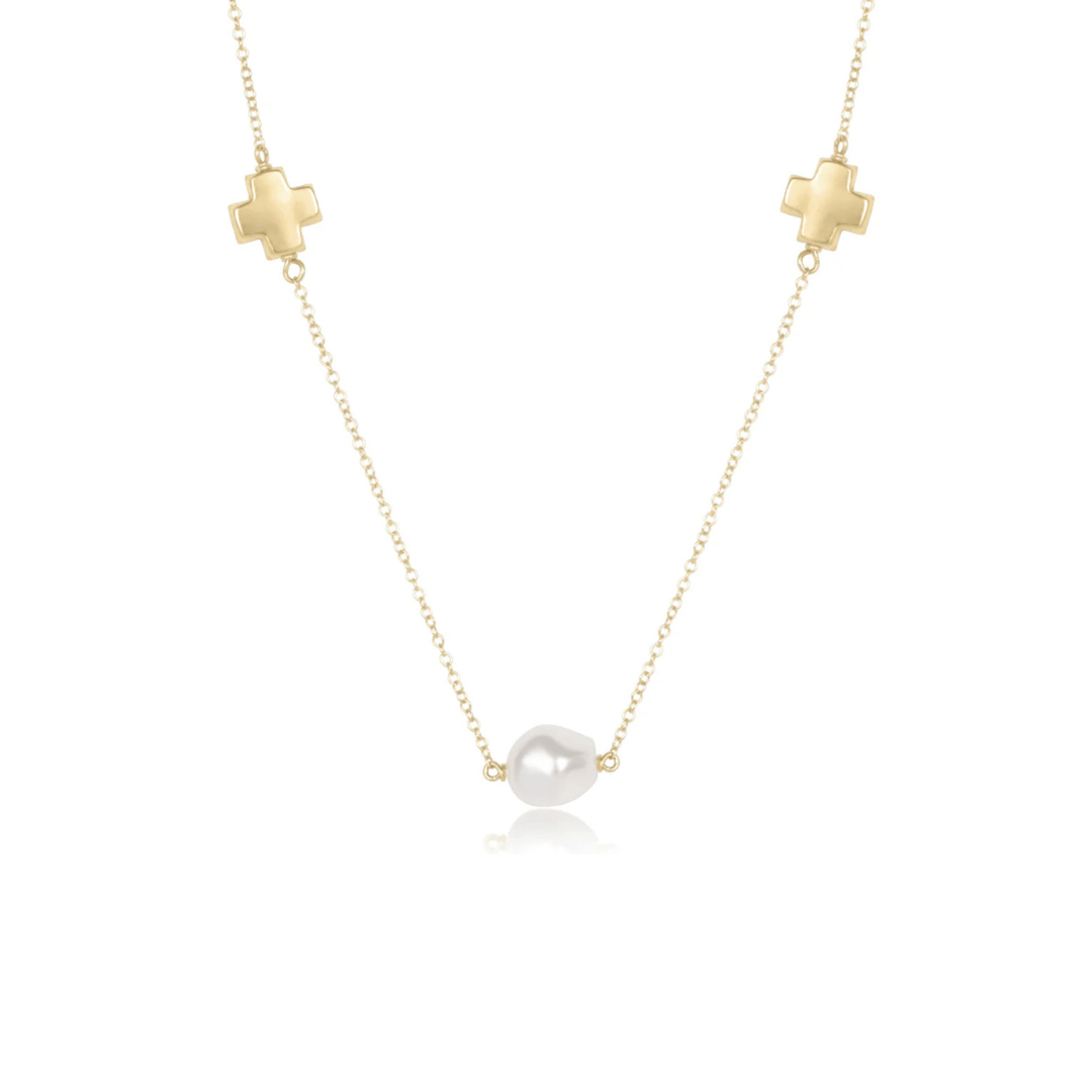 Enewton 17" Choker Signature Cross Admire Simplicity Chain Gold - Pearl - Enewton