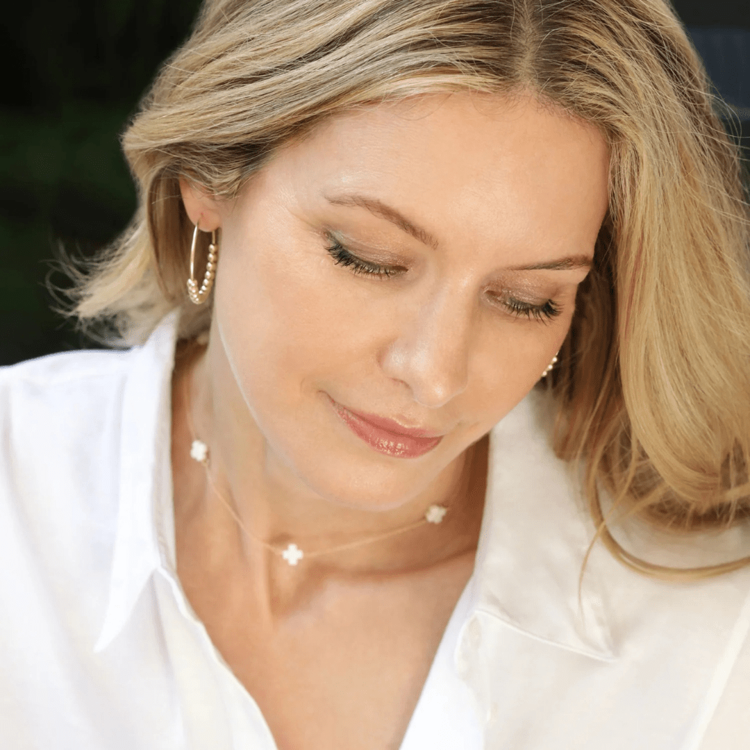 Enewton 17" Gold Signature Cross Simplicity Chain Choker - Signature Cross Off White - Enewton