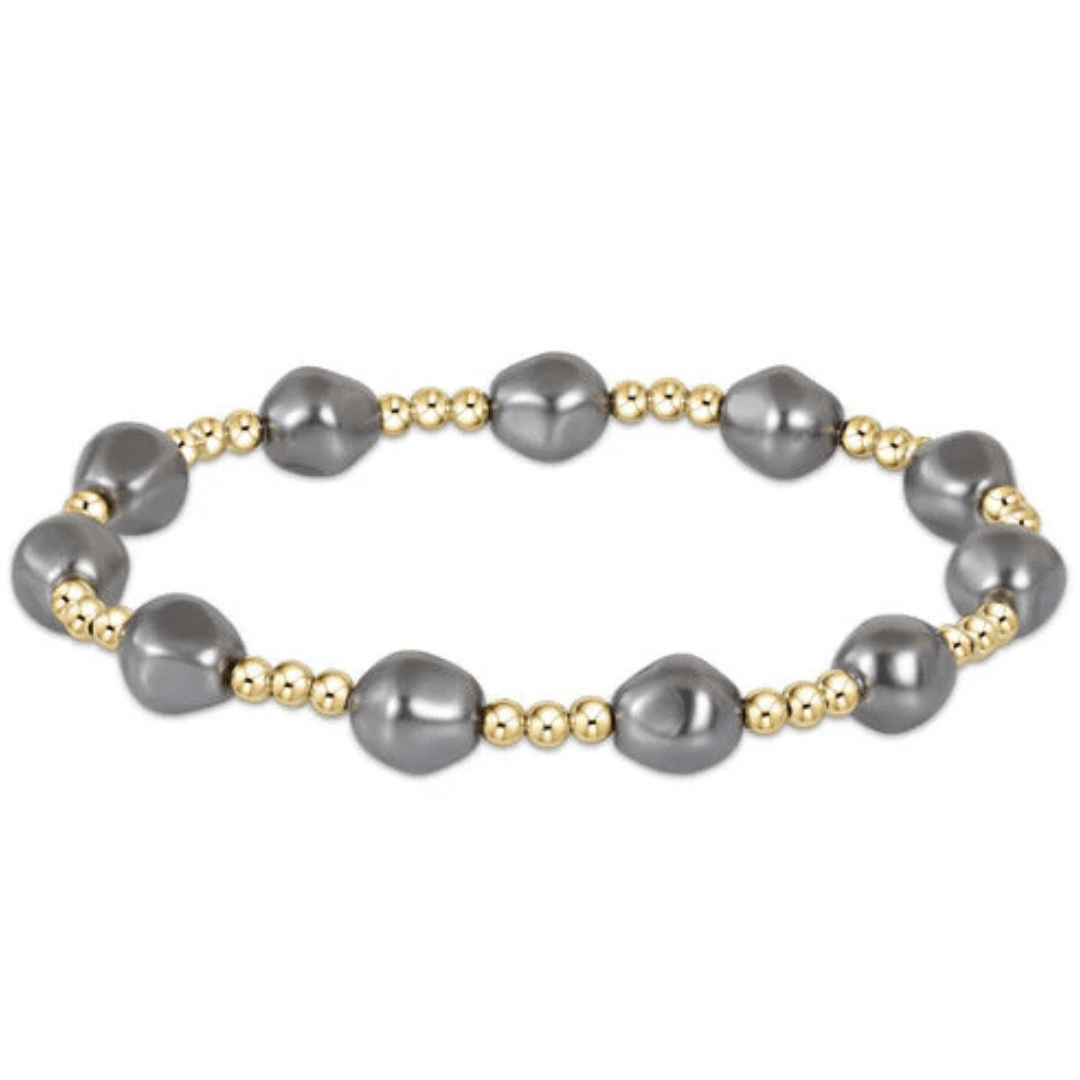 Enewton Admire Gold 3mm Bead Bracelet - Dark Grey Pearl - Enewton