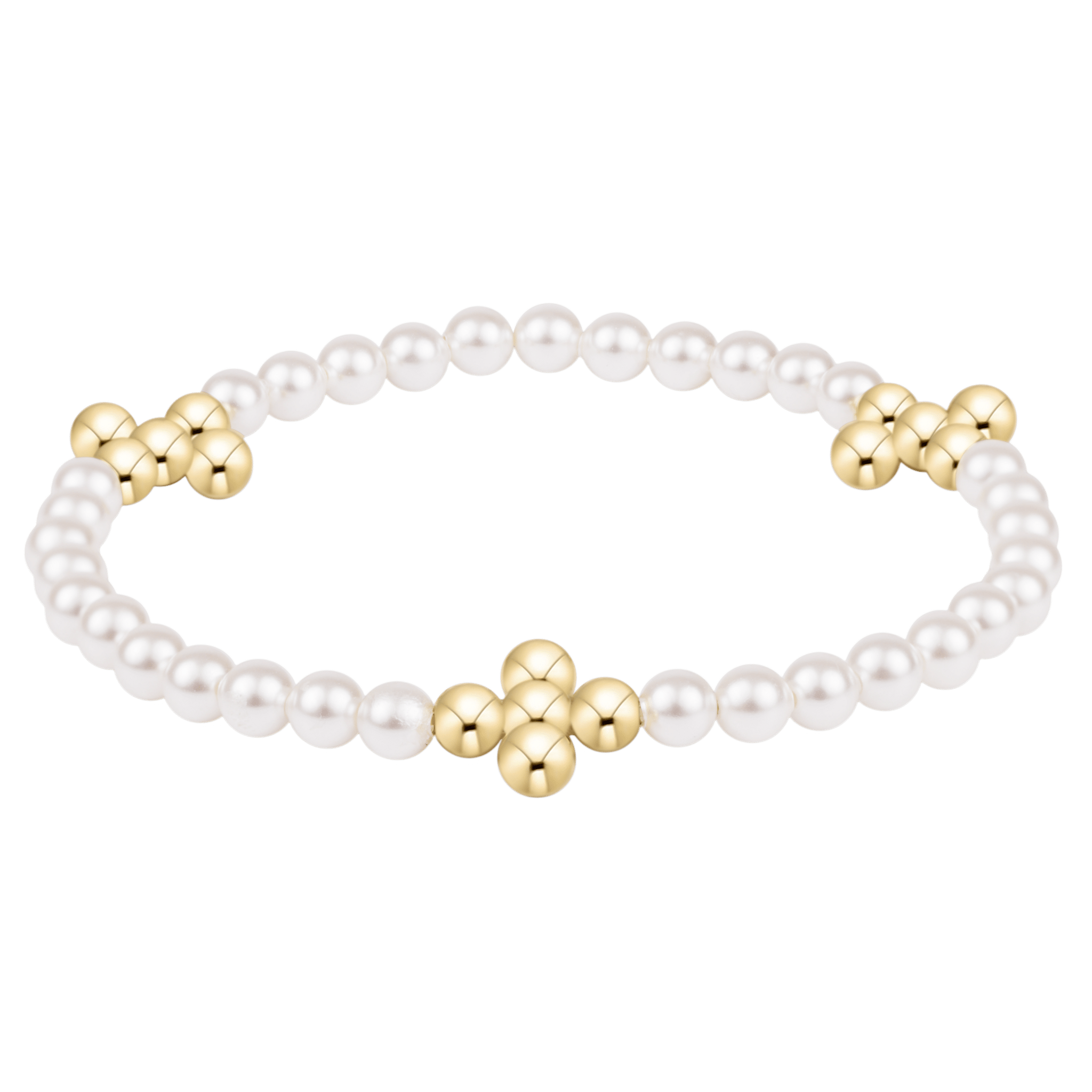 enewton Beaded 4mm Gold Signature Cross 4mm Pearl Bracelet - Enewton