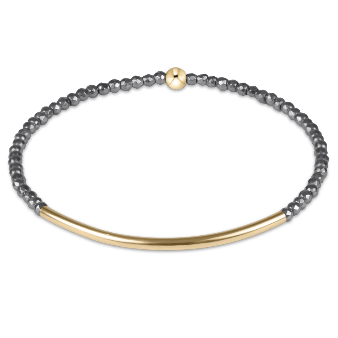 enewton Bliss Bar Gold 2mm Bracelet - Silver Faceted Hematite - Enewton