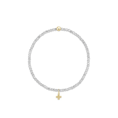 Enewton Bright Silver 2mm Bead Bracelet - Signature Cross Gold Charm - Enewton