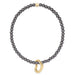enewton Classic Dark Grey Pearl 3mm Bracelet - Love Gold Charm - Enewton