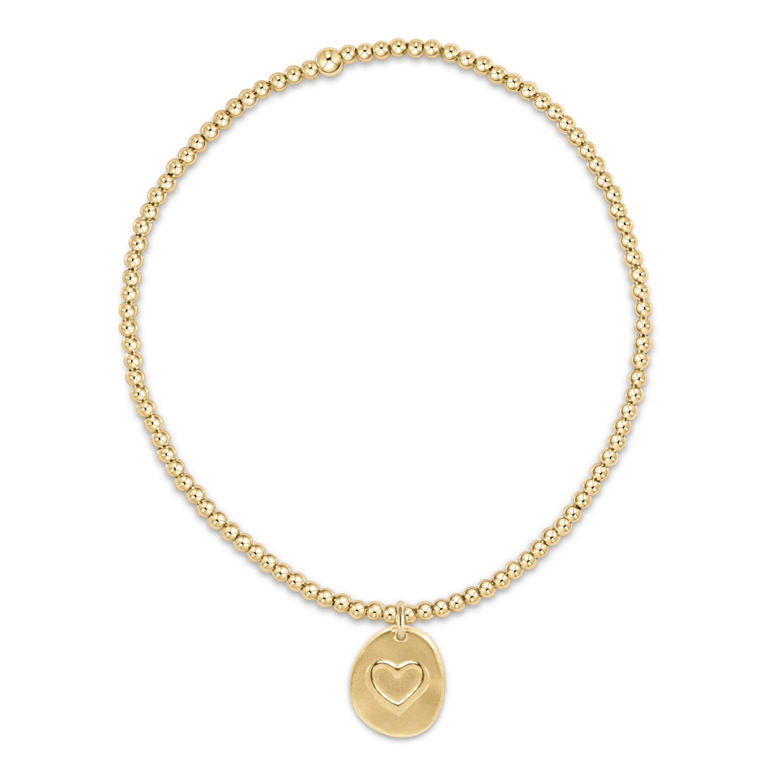 Enewton Classic Gold 2mm Bead Bracelet - Inspire Love Small Gold Charm - Enewton