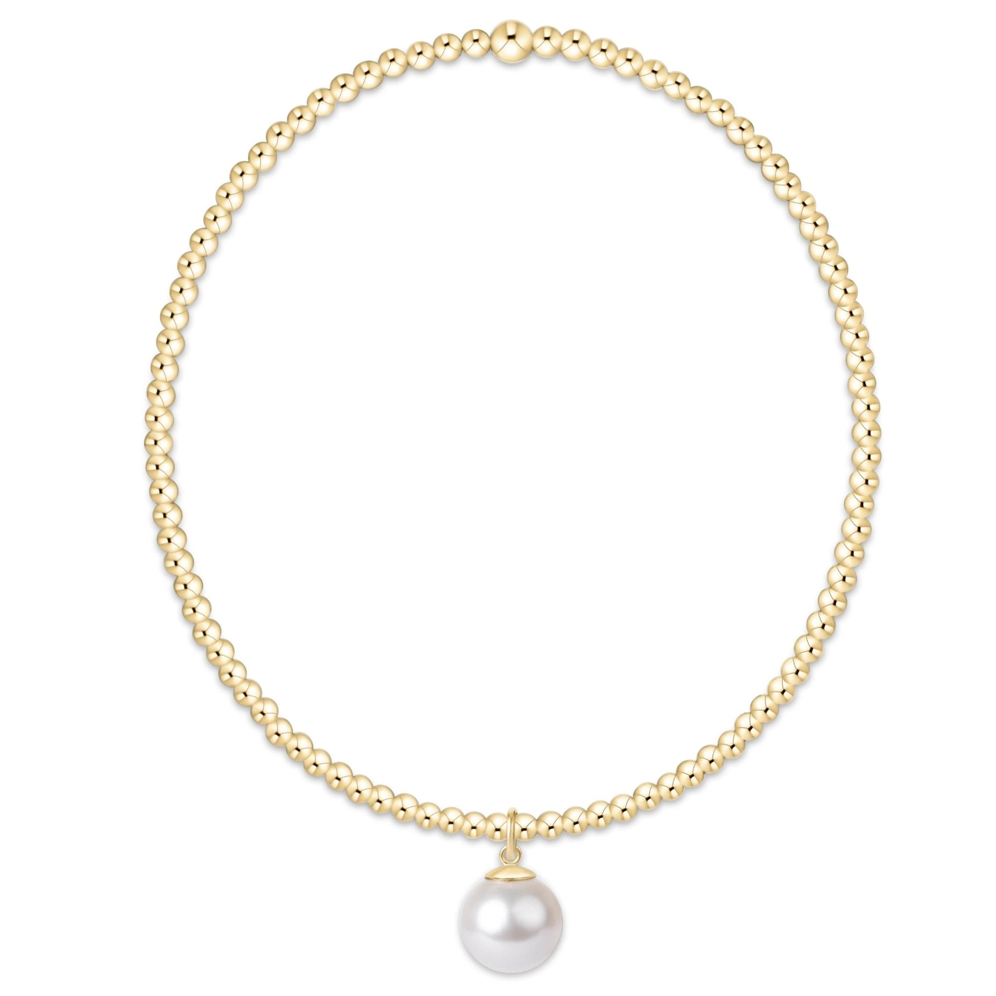 enewton Classic Gold 2mm Bracelet - Pearl 8mm Charm - Enewton