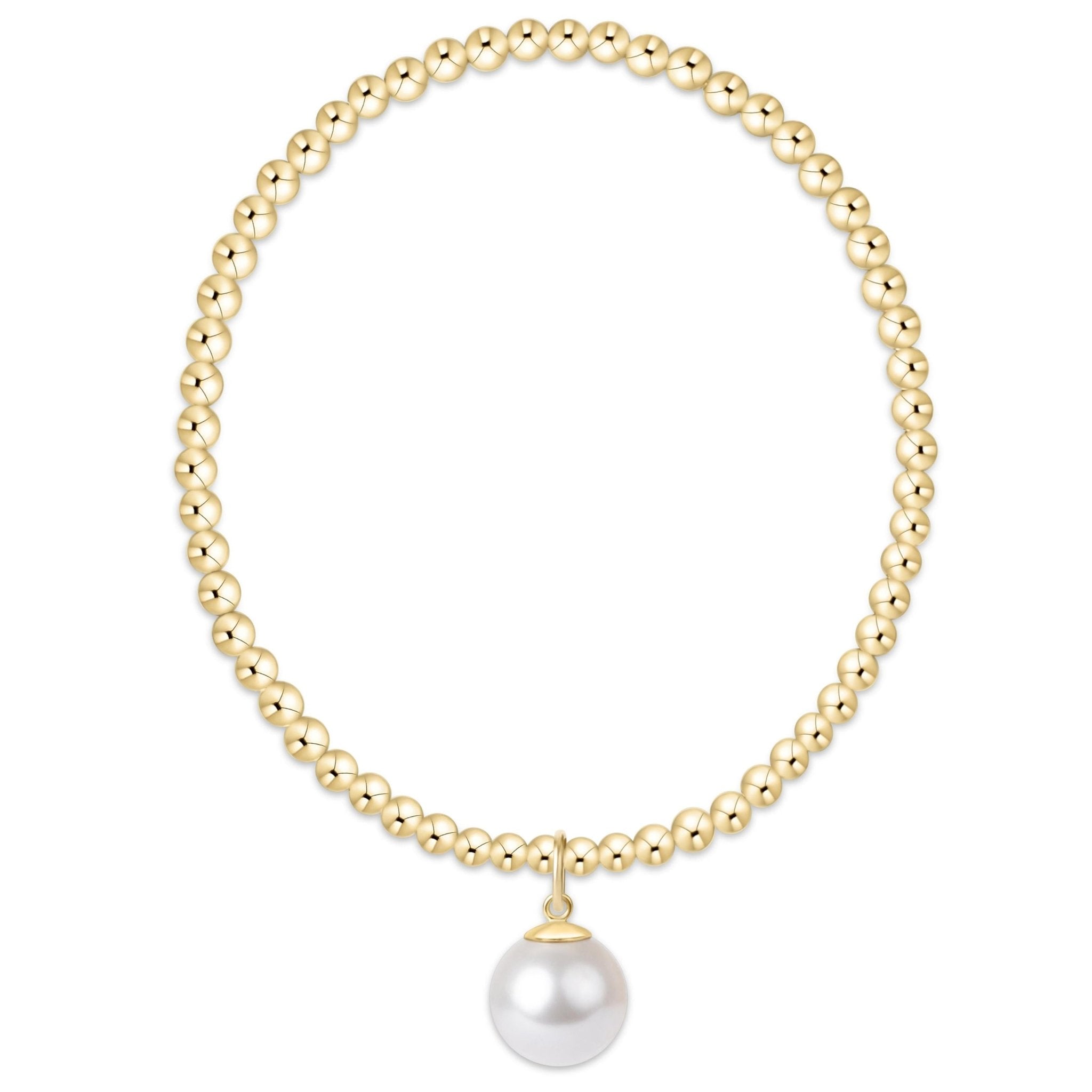 enewton Classic Gold 3mm Bracelet - 10mm Pearl Charm - Enewton