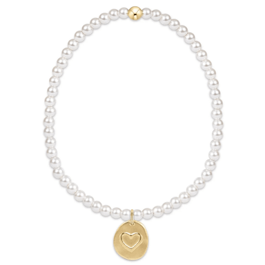 Enewton Classic Pearl 3mm Bead Bracelet - Inspire Love Small Gold Charm - Enewton