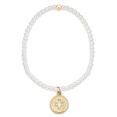 Enewton Classic Pearl 3mm Bead Bracelet - Signature Cross Gold Disc - Enewton