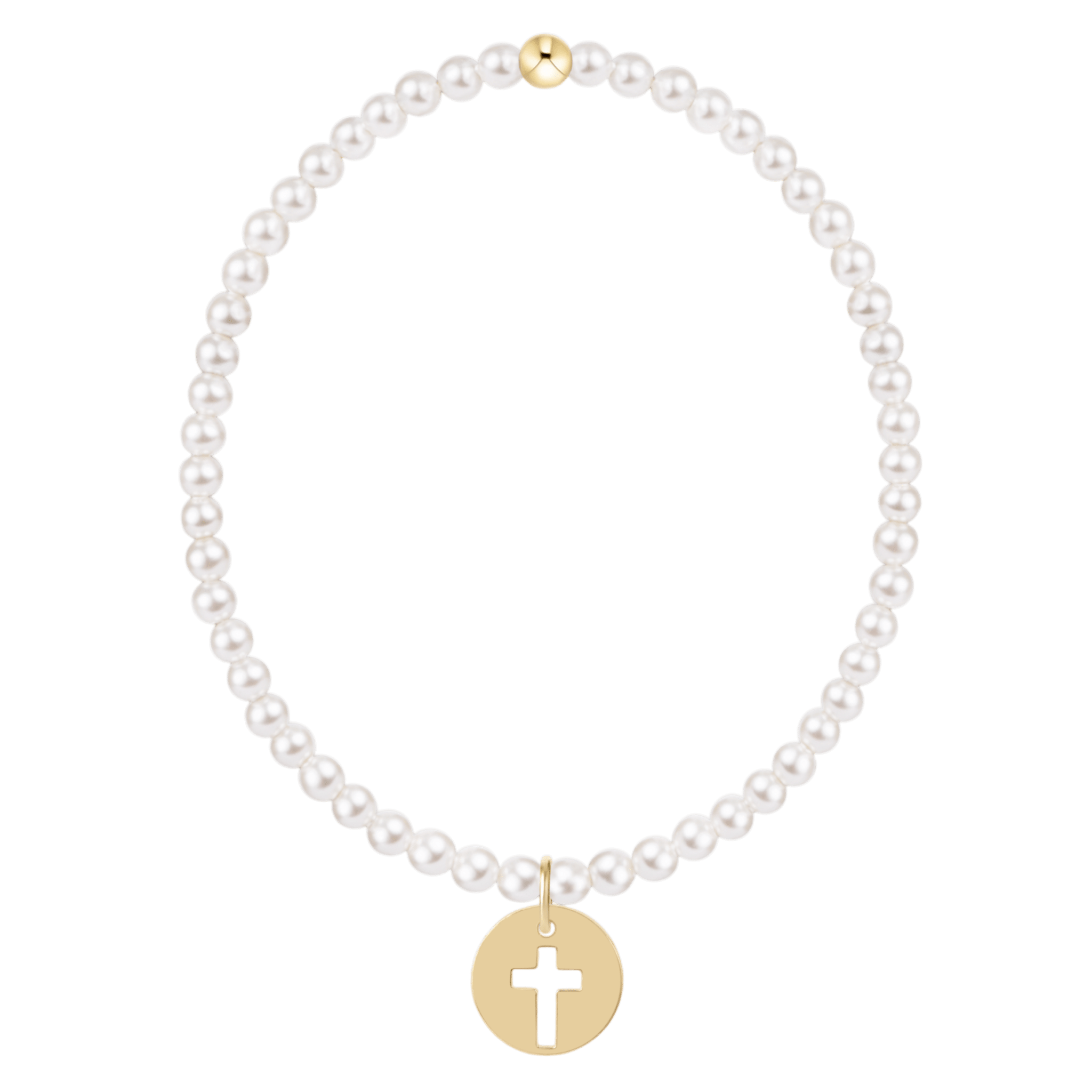 enewton Classic Pearl 3mm Bracelet - Blessed Gold Disc - Enewton