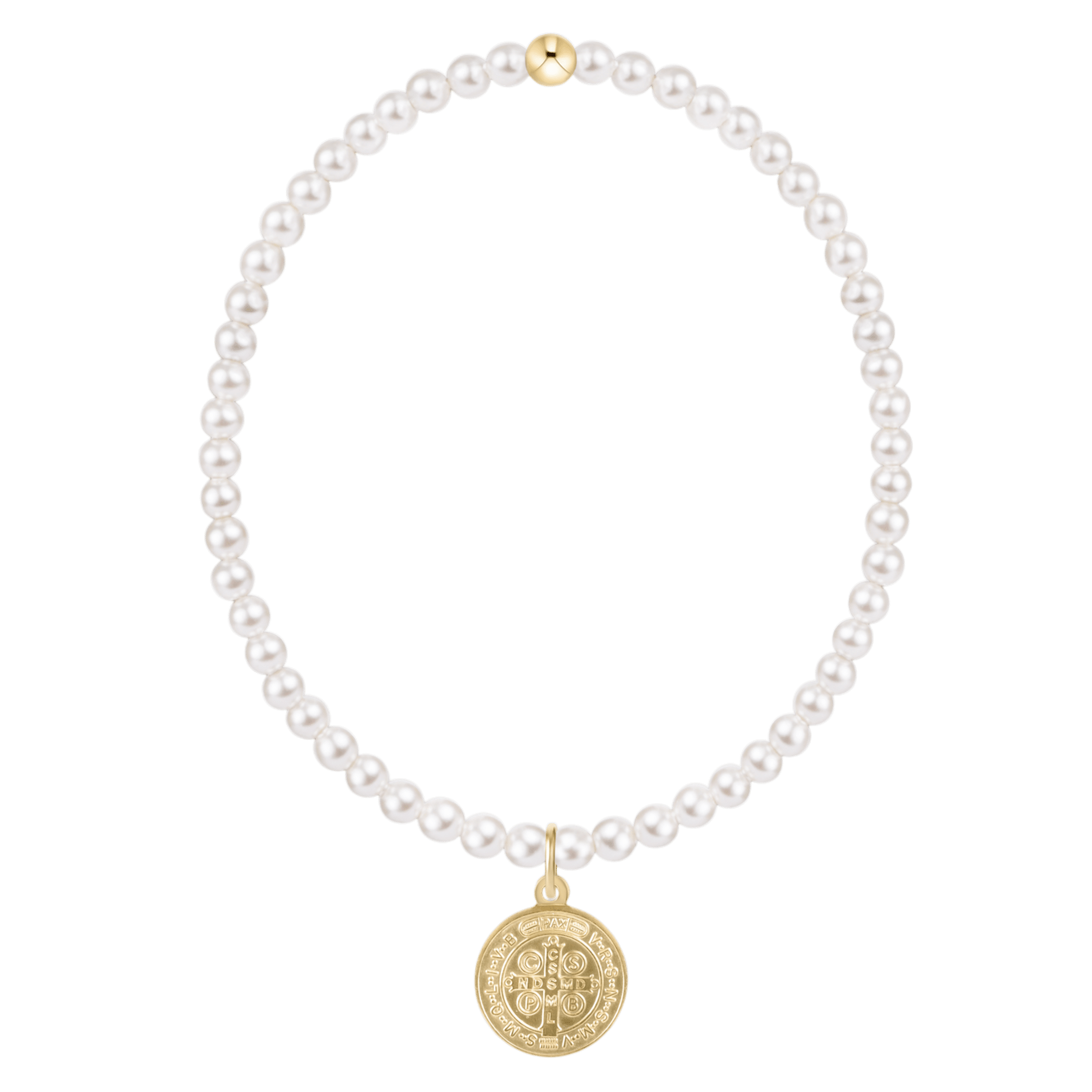 enewton Classic Pearl 3mm Bracelet - Blessing Gold Disc - Enewton
