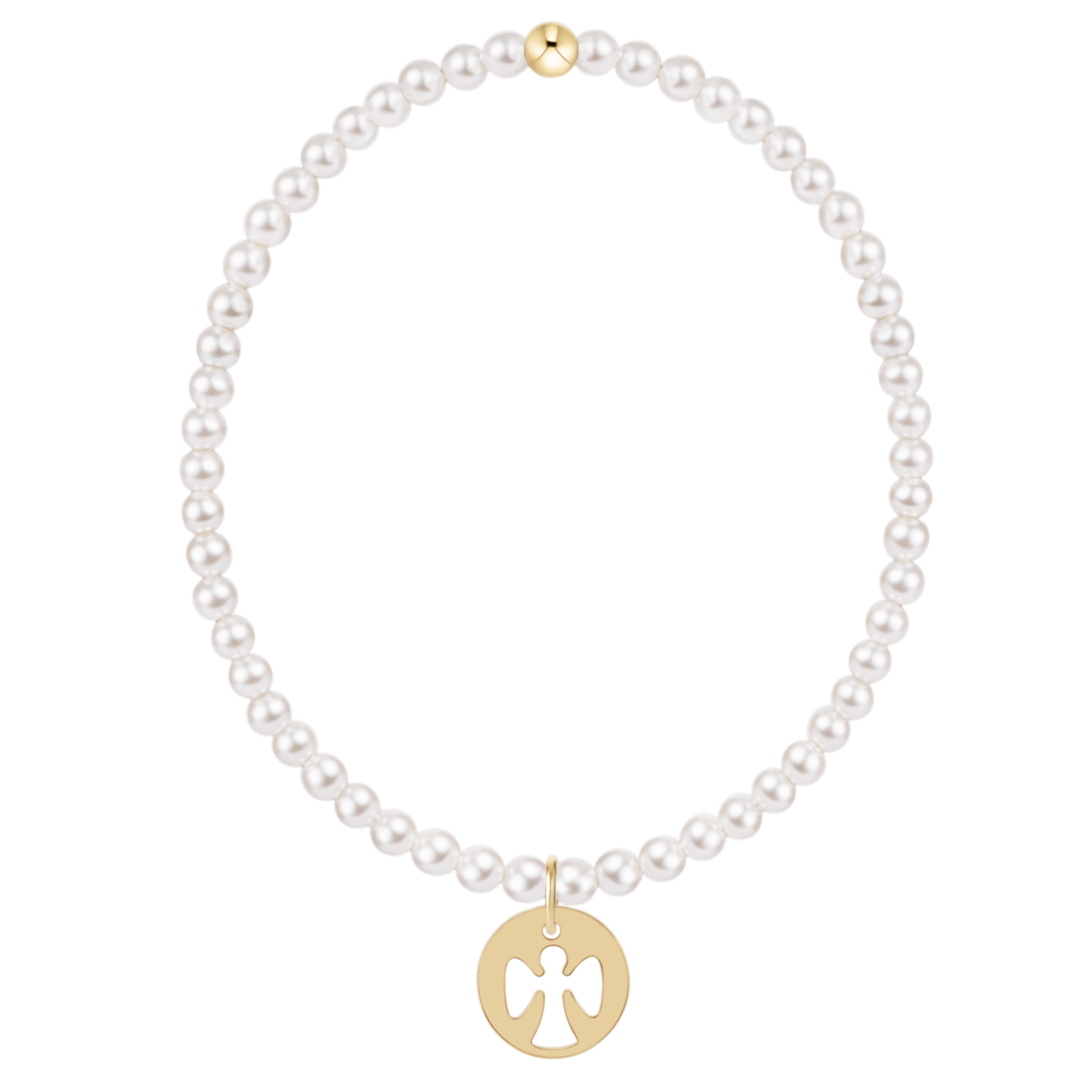 enewton Classic Pearl 3mm Bracelet - Guardian Angel Gold Disc - Enewton