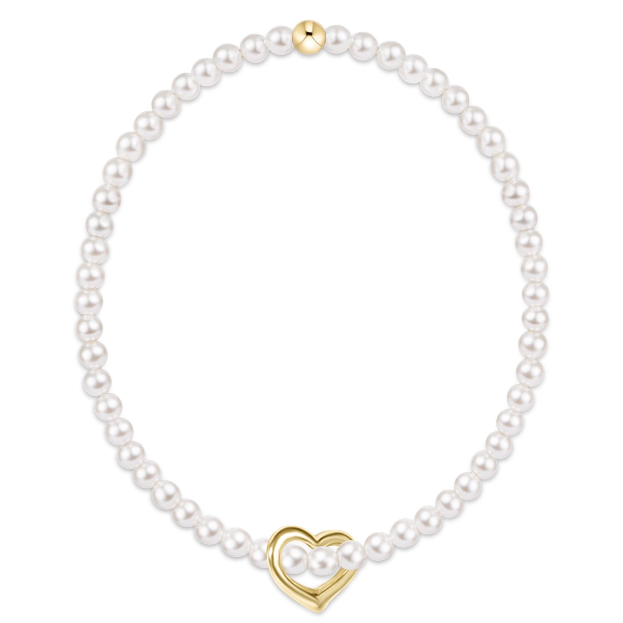 enewton Classic Pearl 3mm Bracelet - Love Gold Charm - Enewton