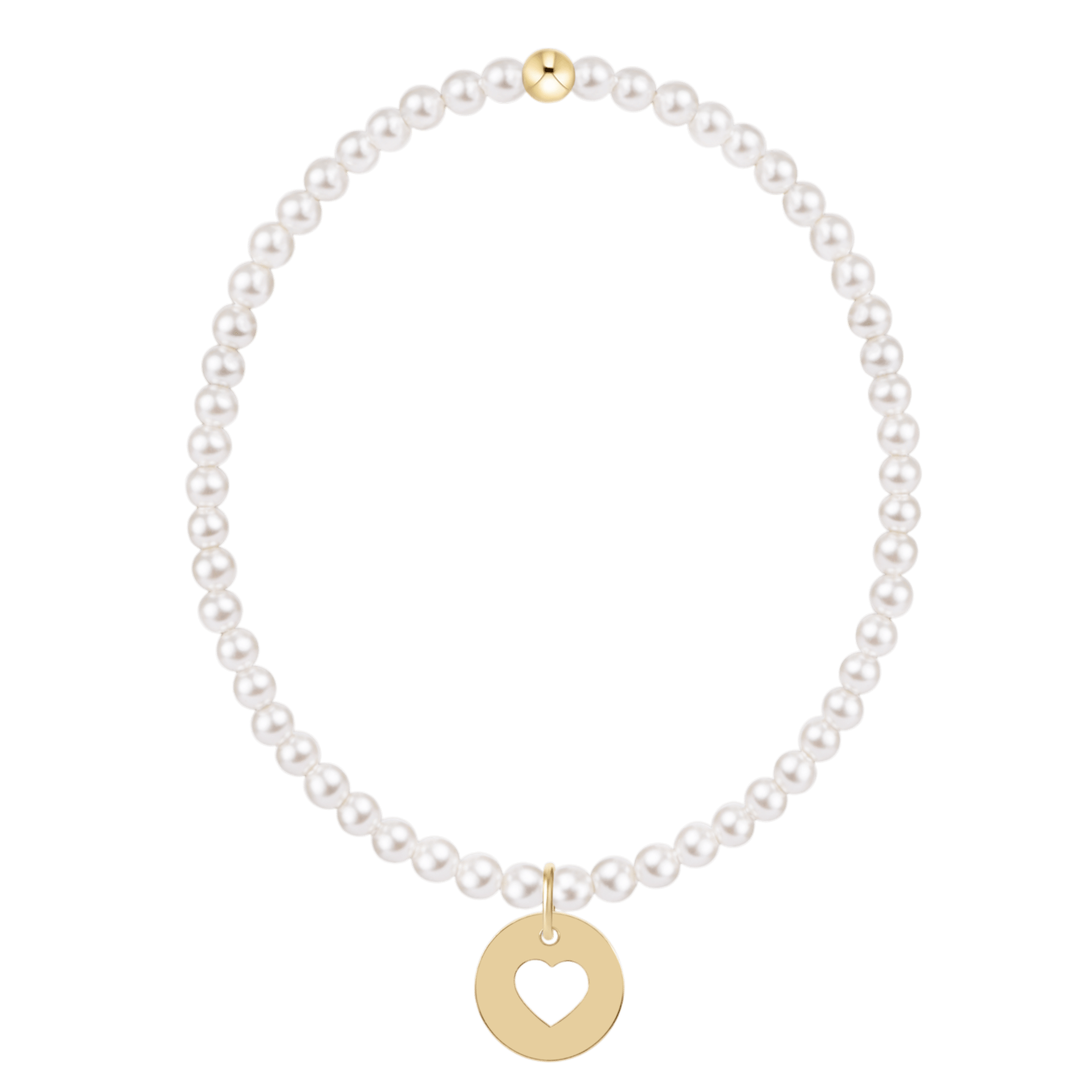 enewton Classic Pearl 3mm Bracelet - Love Gold Disc - Enewton