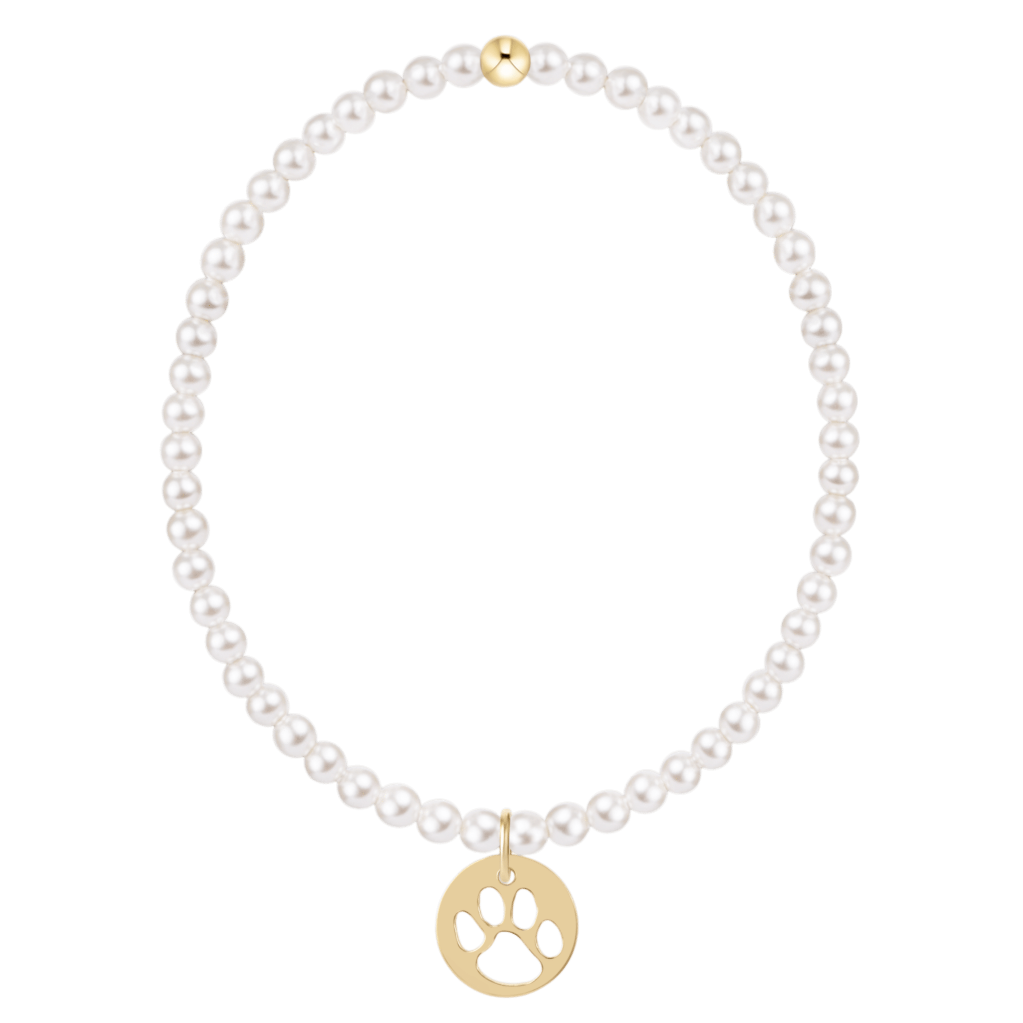 enewton Classic Pearl 3mm Bracelet - Paw Print Gold Disc - Enewton