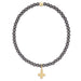 enewton Classic Pearl Dark Grey 3mm Bracelet - Signature Cross Gold Charm - Enewton