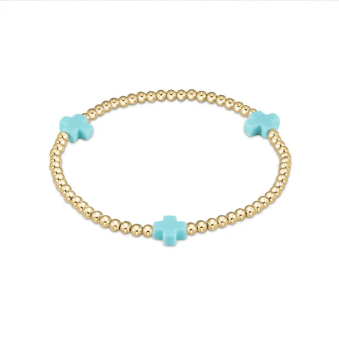 Enewton Extends Signature Cross 3mm Gold Bracelet - Turquoise - Enewton