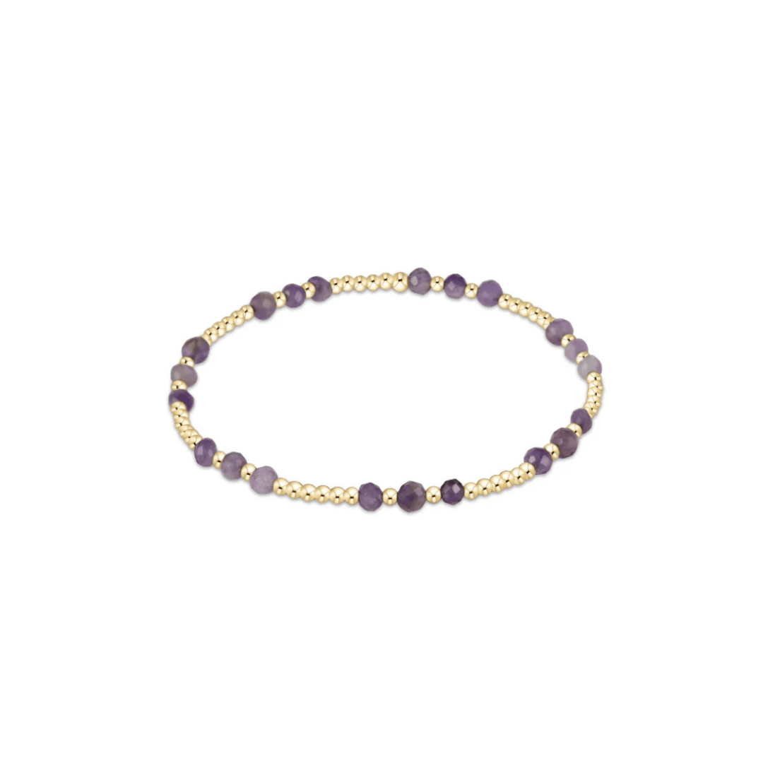 Enewton Gemstone Gold Joy Pattern 3mm Bead Bracelet - Amethyst - Enewton