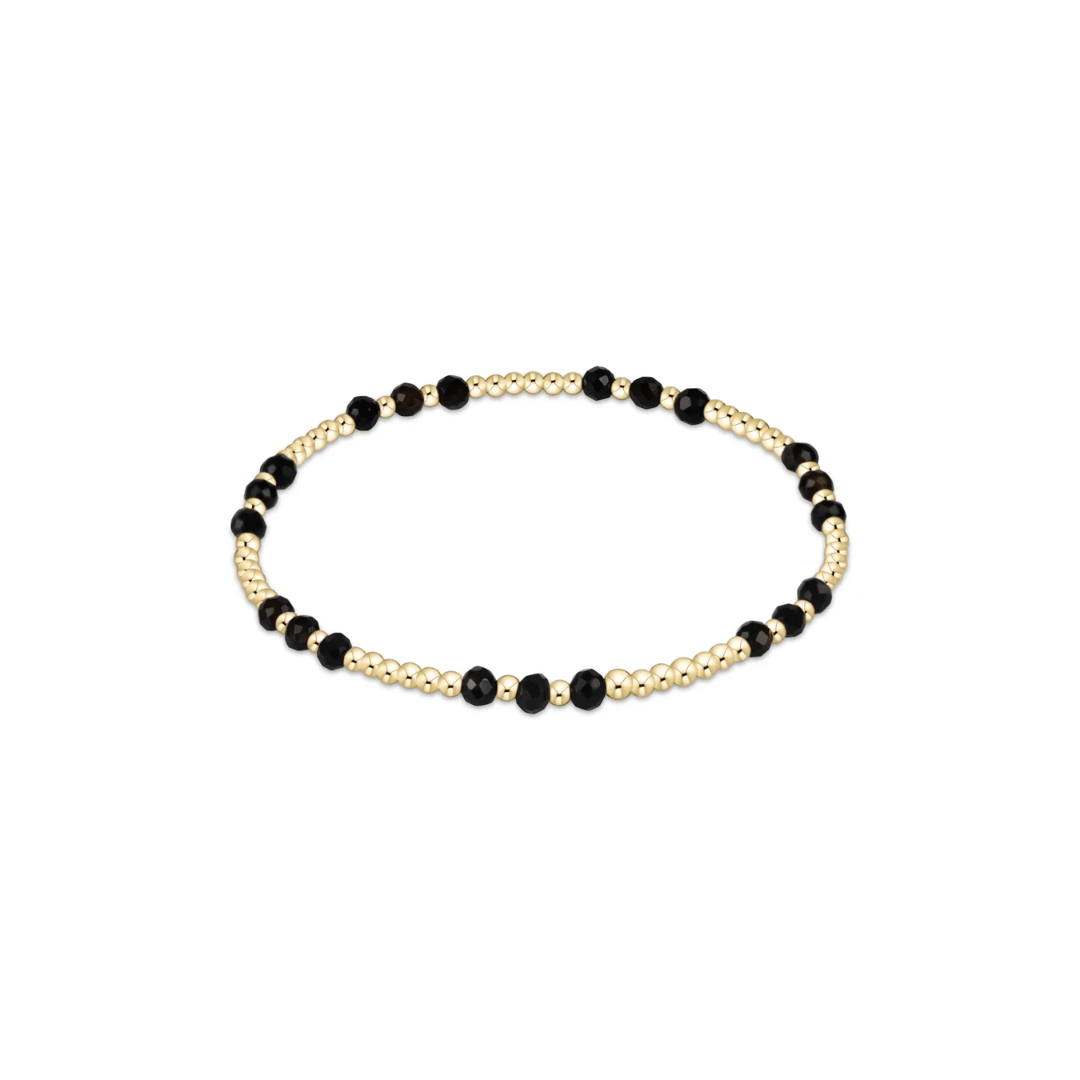 Enewton Gemstone Gold Joy Pattern 3mm Bead Bracelet - Faceted Onyx - Enewton