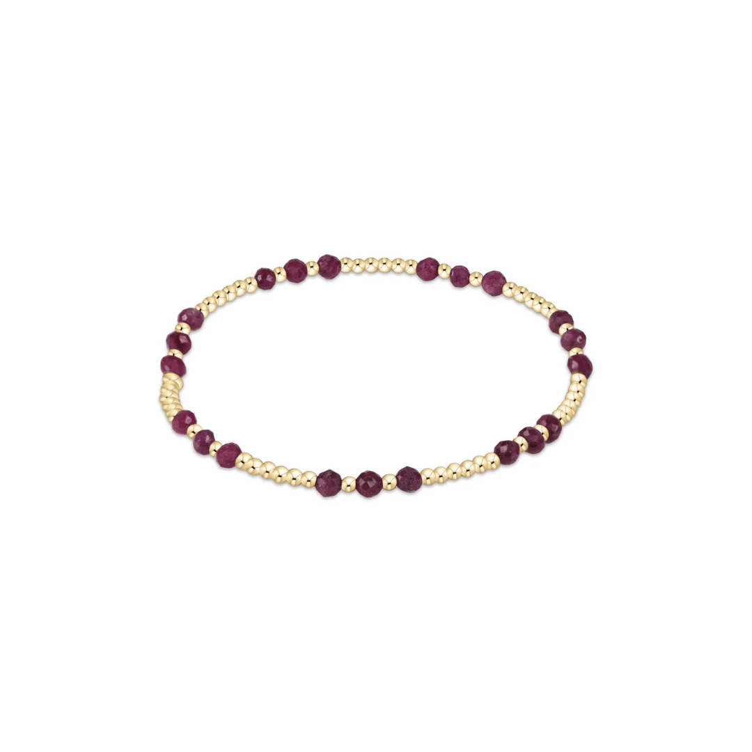 Enewton Gemstone Gold Joy Pattern 3mm Bead Bracelet - Ruby - Enewton