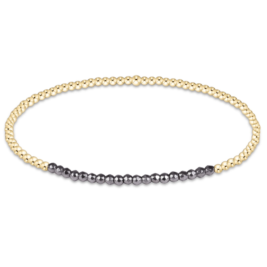 enewton Gold Bliss 2mm Gold Bracelet - Silver Faceted Hematite - Enewton