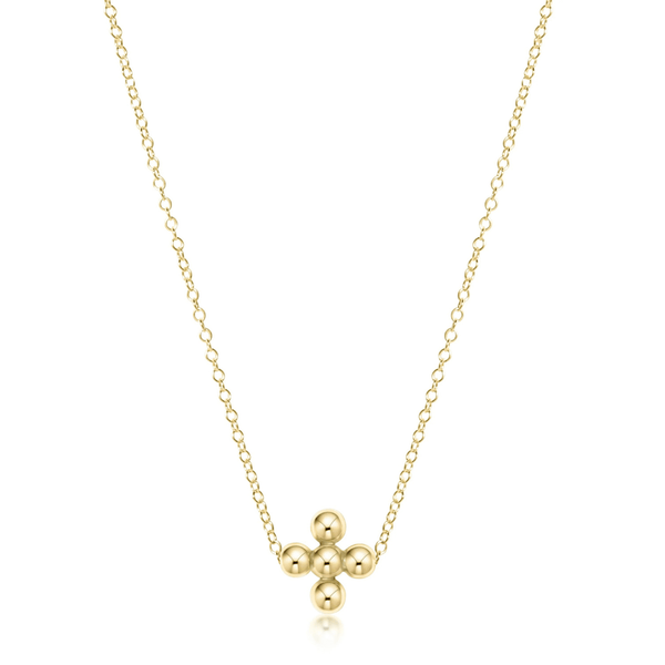 Enewton Gold 3mm Beaded Signature Cross Necklace | Stackable