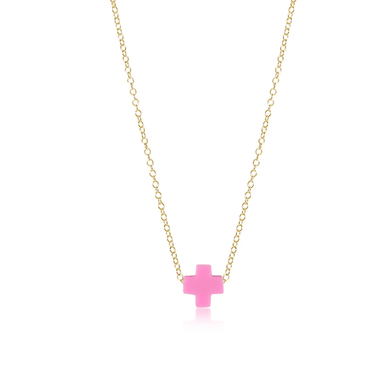 Enewton Gold Signature Cross Necklace - Bright Pink - Enewton