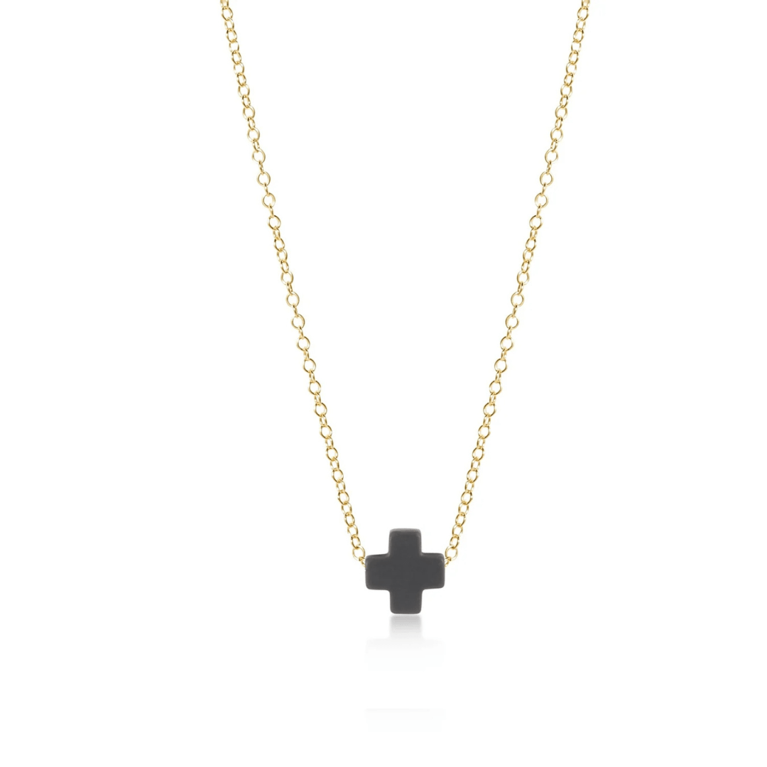 Enewton Gold Signature Cross Necklace - Charcoal - Enewton