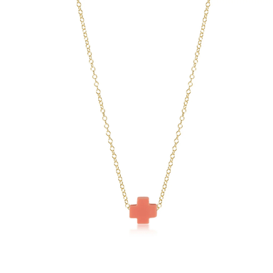 Enewton Gold Signature Cross Necklace - Coral - Enewton