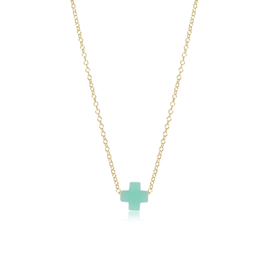 Enewton Gold Signature Cross Necklace - Mint - Enewton