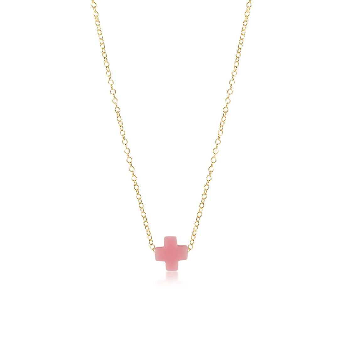 Enewton Gold Signature Cross Necklace - Pink - Enewton