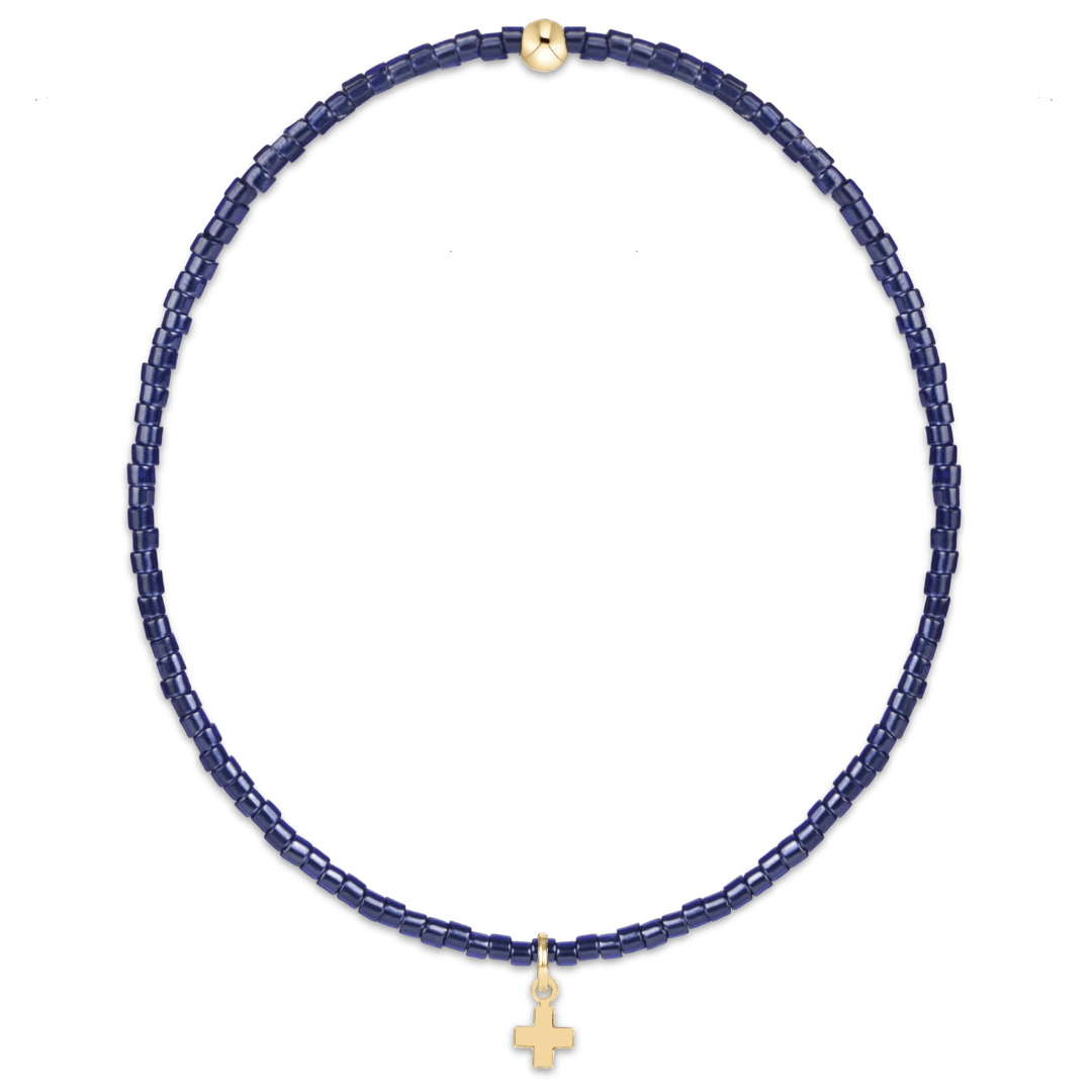 enewton Hope Classic Signature Gold Cross Charm Bracelet - Navy - Enewton