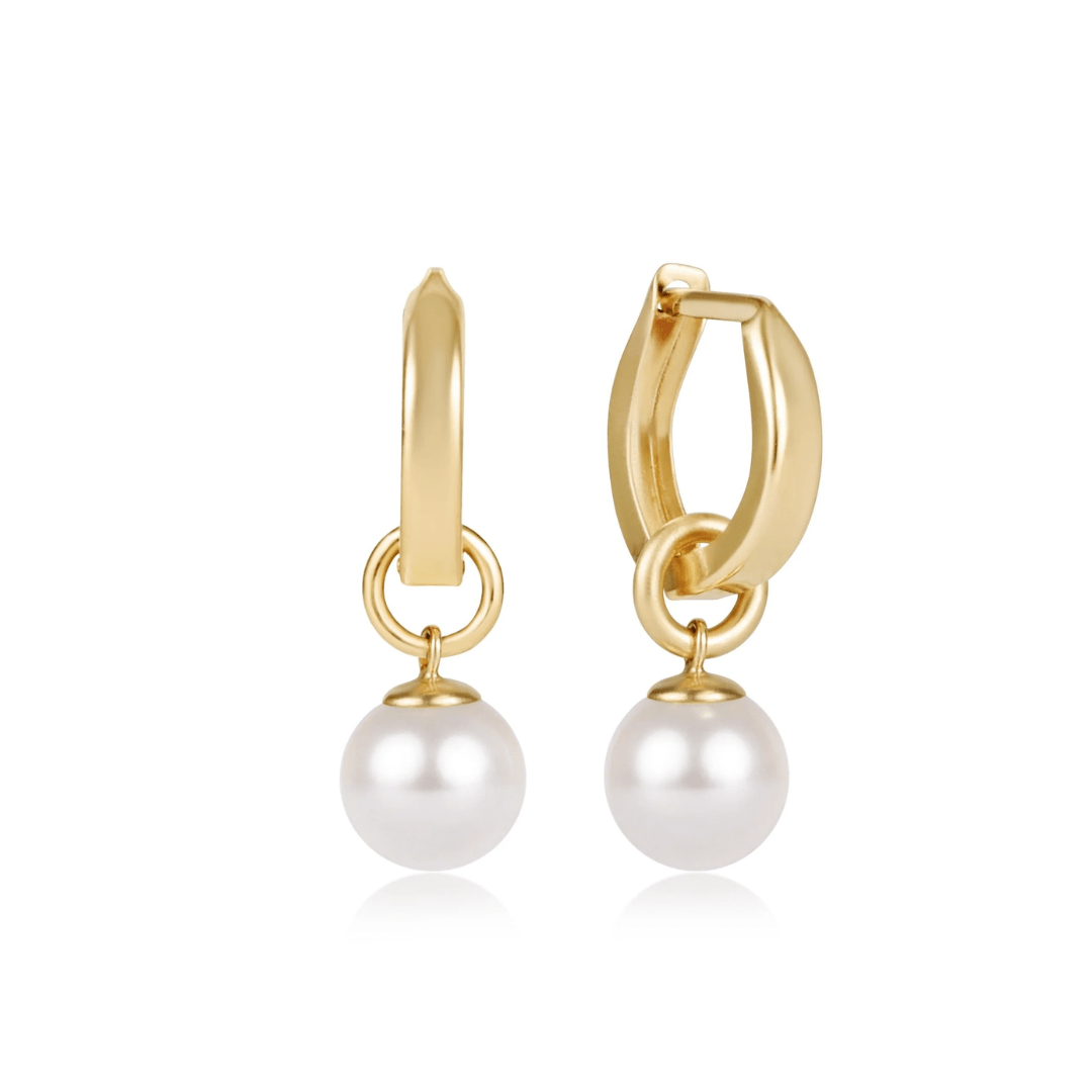 Enewton Huggie Gold 0.5" Hoop- Classic Pearl 8mm Charm - Enewton