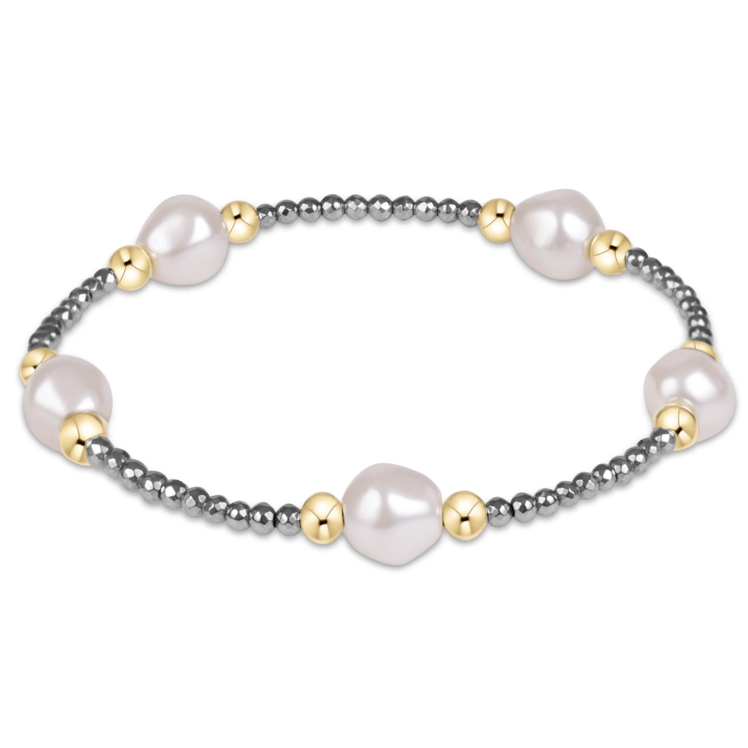 enewton Purpose Admire Pearl 8mm Bracelet - Silver Faceted Hematite - Enewton