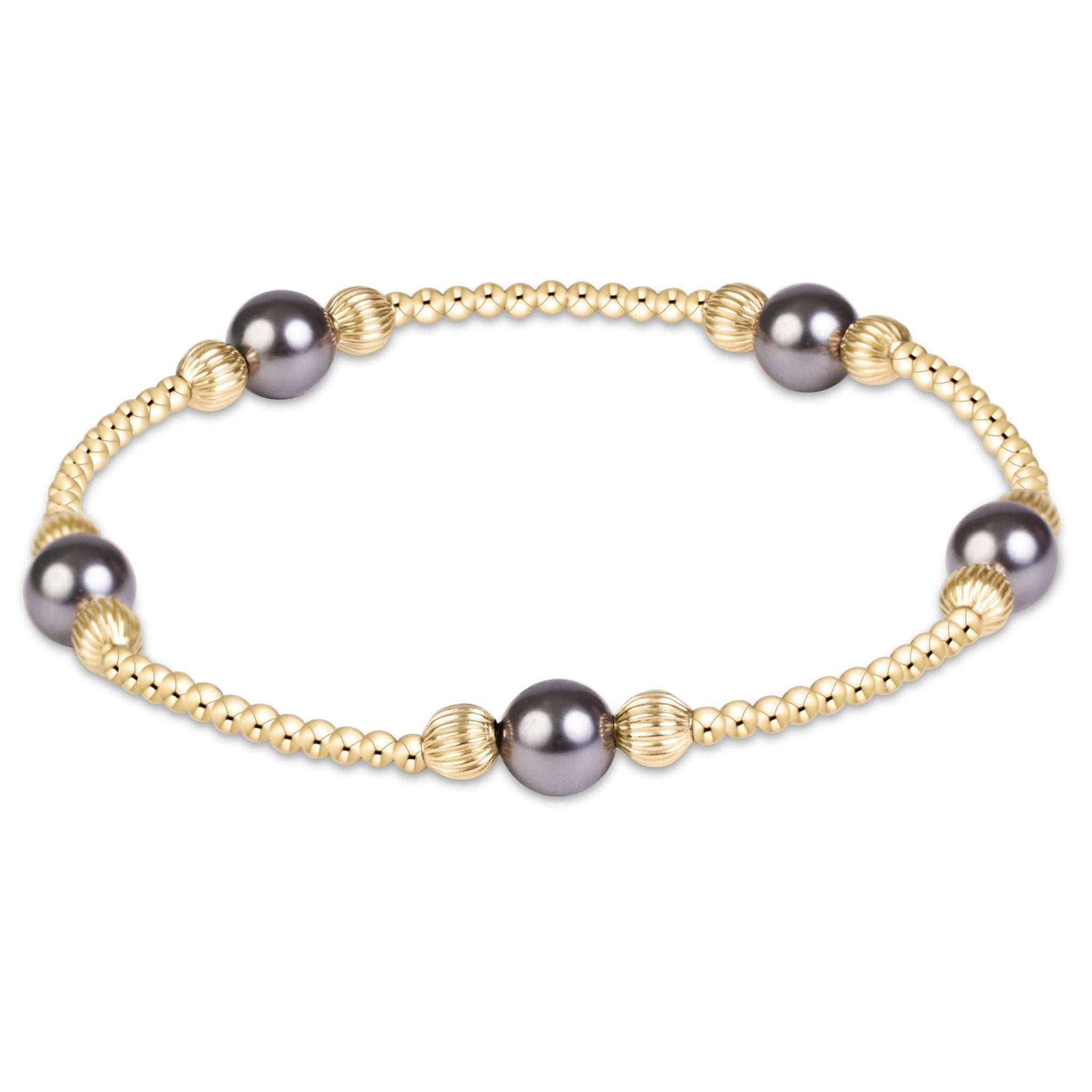 enewton Purpose Pearl Dark Grey 6mm Dignity Gold Bracelet - Enewton