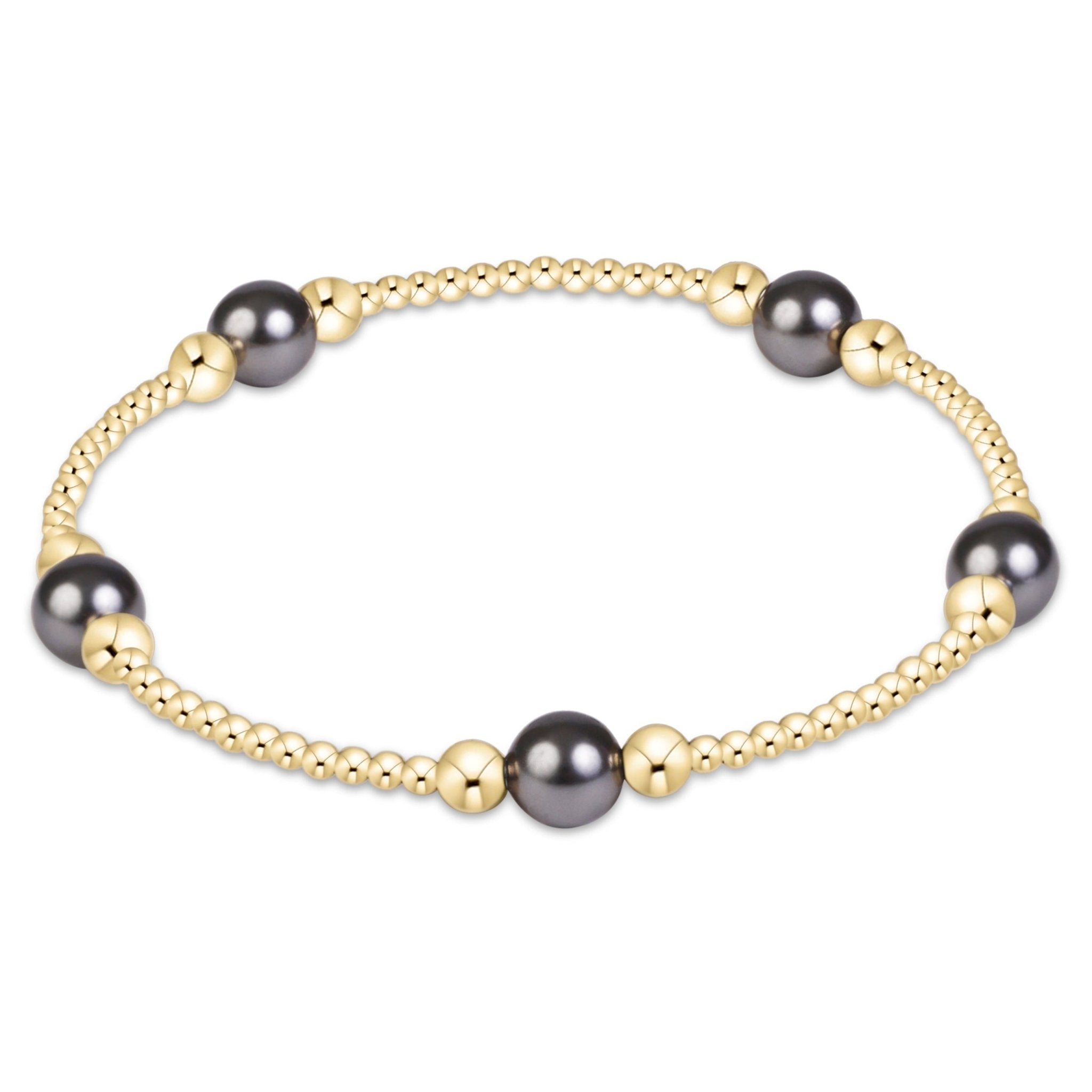 enewton Purpose Pearl Dark Grey 6mm Gold Bracelet - Enewton
