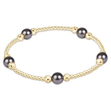 enewton Purpose Pearl Dark Grey 6mm Gold Bracelet - Enewton