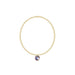 Gold bracelet with a purple gemstone on a white background