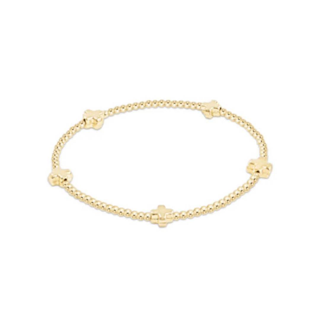 Enewton Signature Cross Small Gold Pattern 2mm Bead Bracelet - Gold - Enewton