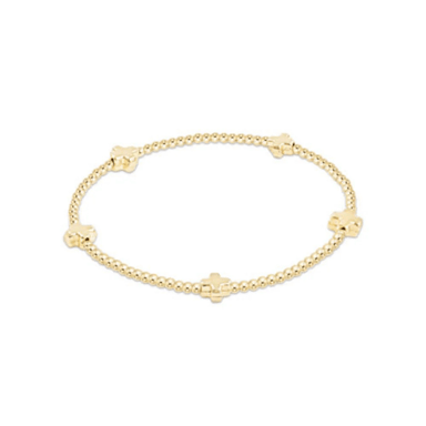 Enewton Signature Cross Small Gold Pattern 2mm Bead Bracelet - Gold - Enewton