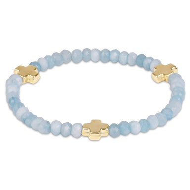 enewton Signature Gold Cross Gemstone 4mm Bracelet - Aquamarine - Enewton