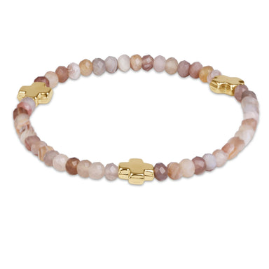 enewton Signature Gold Cross Gemstone 4mm Bracelet - Botswana Agate - Enewton