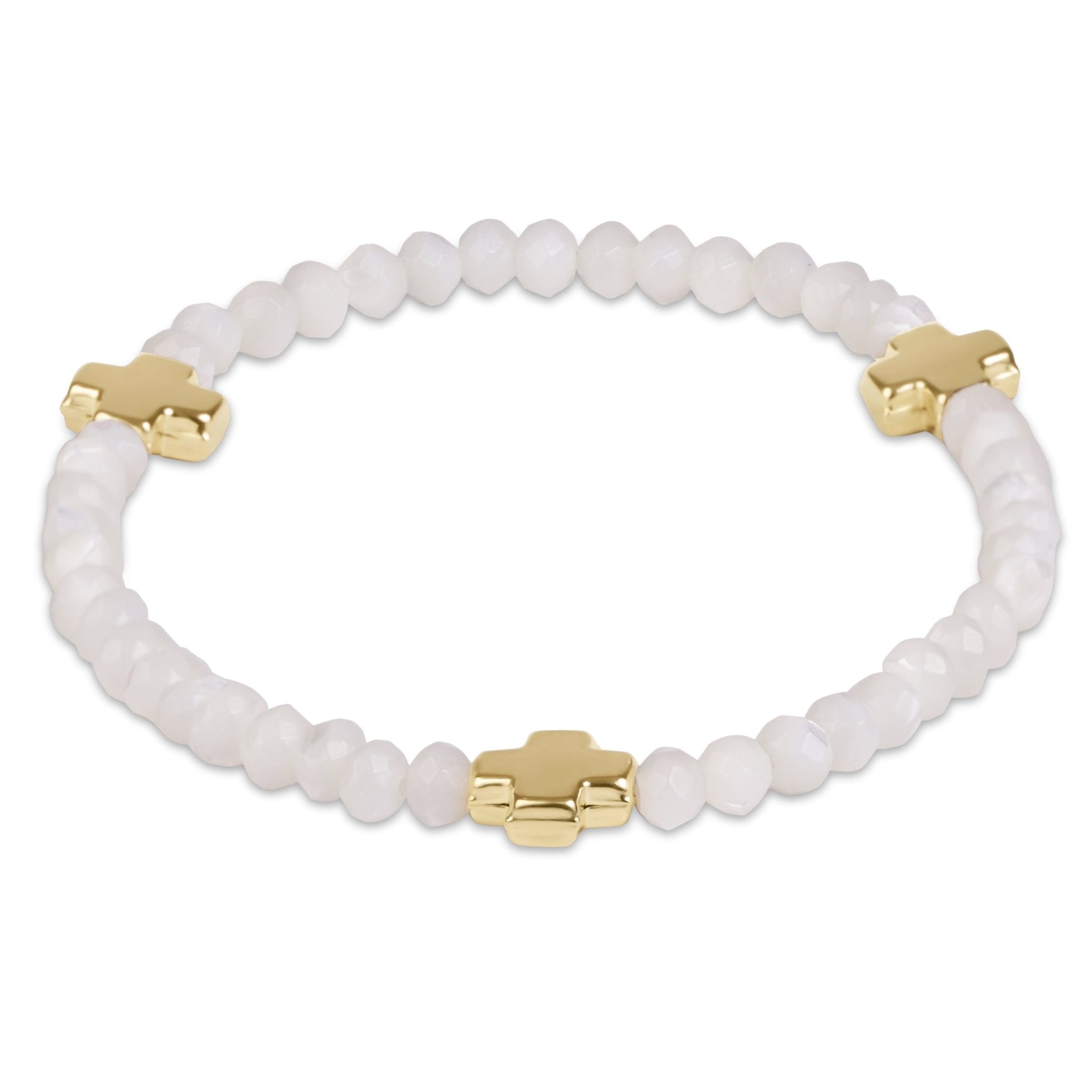 enewton Signature Gold Cross Gemstone 4mm Bracelet - Mother of Pearl - Enewton