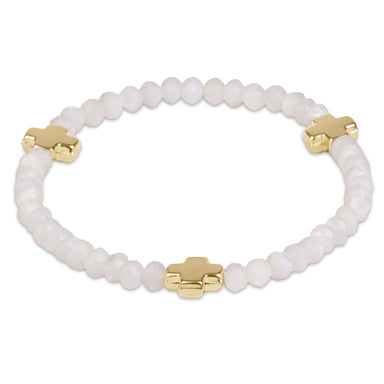 enewton Signature Gold Cross Gemstone 4mm Bracelet - Mother of Pearl - Enewton
