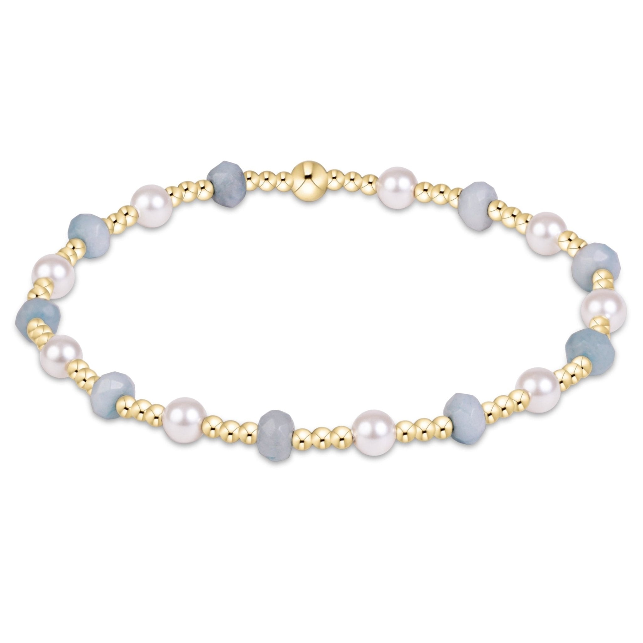 enewton Sincerity Gemstone/Pearl 4mm Bracelet - Aquamarine - Enewton