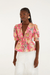 Farm Rio pink ligia floral puff sleeve blouse - Farm Rio