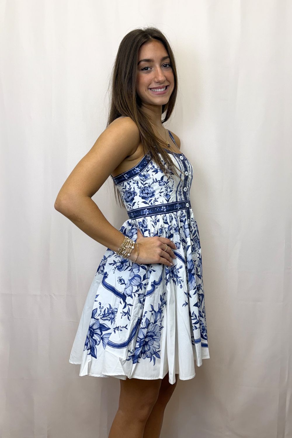 Farm Rio Porcelain Garden Sleeveless Mini Dress - Farm Rio